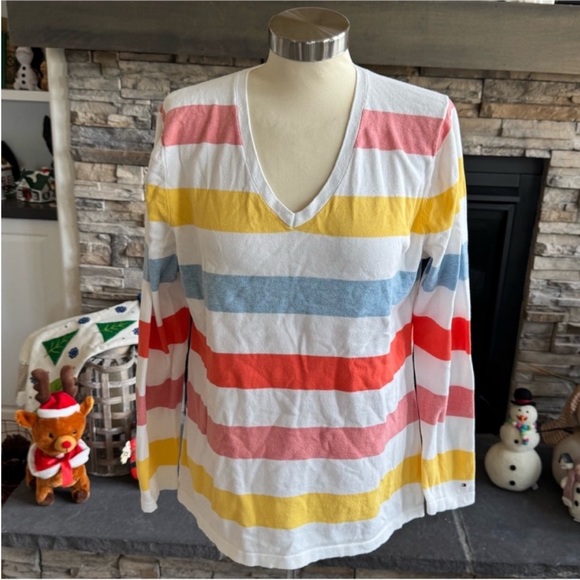 Tommy Hilfiger Stripe V-Neck Sweater - Picture 1 of 13